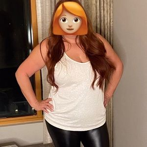 a.n.a. Cream Sequin Tank Worn Once